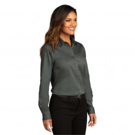 Port Authority LW808 Ladies Long Sleeve SuperPro React Twill Shirt - Storm Grey