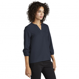Mercer+Mettle MM2011 Women\'s Stretch Crepe 3/4-Sleeve Blouse - Night Navy