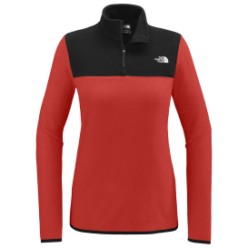 The North Face NF0A7V4M Ladies Glacier 1/4-Zip Fleece - Rage Red/TNF Black