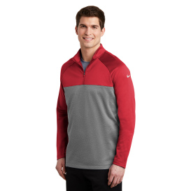 Nike NKAH6254 Therma-FIT 1/2-Zip Fleece - Gym Red/Dark Grey Heather