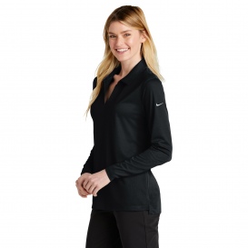 Nike NKDC2105 Ladies Dri-FIT Micro Pique 2.0 Long Sleeve Polo - Black