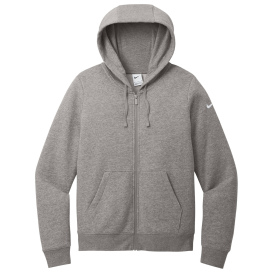 Nike NKFD9890 Ladies Club Fleece Sleeve Swoosh Full-Zip Hoodie - Charcoal Heather