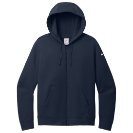 Nike NKFD9890 Ladies Club Fleece Sleeve Swoosh Full-Zip Hoodie - Midnight Navy
