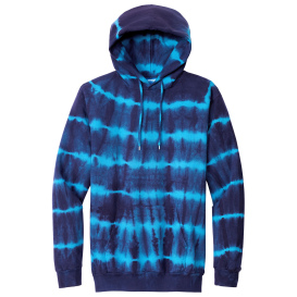 Port & Company PC143 Allover Stripe Tie-Dye Fleece - Turquoise/Team Navy
