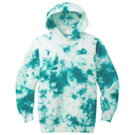 Port & Company PC144Y Youth Crystal Tie-Dye Pullover Hoodie - Teal