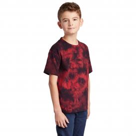 Port & Company PC145Y Youth Crystal Tie-Dye Tee - Black/Red