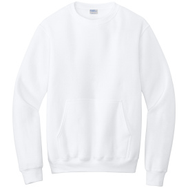 Port & Company PC78PKT Core Fleece Crewneck Pocket Sweatshirt - White