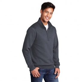 Port & Company PC78Q Core Fleece 1/4-Zip Pullover Sweatshirt - Heather Navy