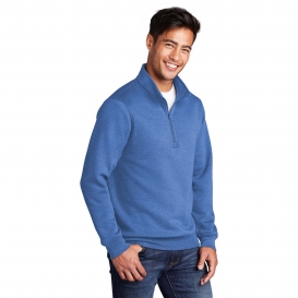 Port & Company PC78Q Core Fleece 1/4-Zip Pullover Sweatshirt - Heather Royal