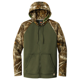 Russell Outdoors RU452 Realtree Performance Colorblock Full-Zip Hoodie - Olive Drab Green/Realtree Edge