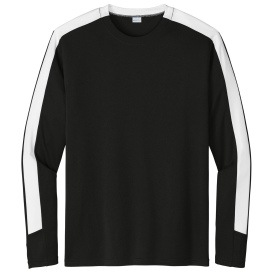 Sport-Tek ST100LS Competitor United Long Sleeve Crew - Black/White