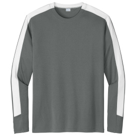 Sport-Tek ST100LS Competitor United Long Sleeve Crew - Iron Grey/White