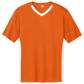 Sport-Tek ST101 Competitor United V-Neck - Deep Orange/White