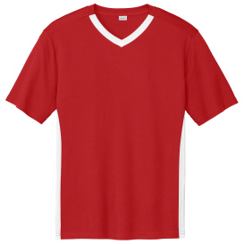 Sport-Tek ST101 Competitor United V-Neck - Deep Red/White