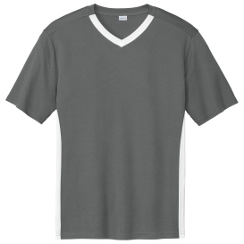 Sport-Tek ST101 Competitor United V-Neck - Iron Grey/White