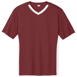 Sport-Tek ST101 Competitor United V-Neck - Maroon/White