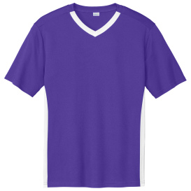 Sport-Tek ST101 Competitor United V-Neck - Purple/White