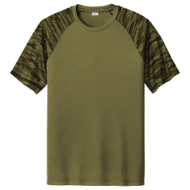 Sport-Tek ST376 Drift Camo Colorblock Tee - Olive Drab Green