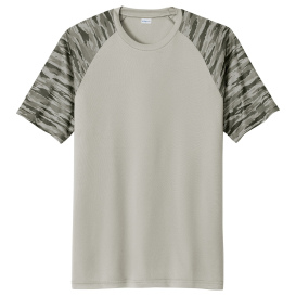 Sport-Tek ST376 Drift Camo Colorblock Tee - Silver