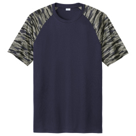 Sport-Tek ST376 Drift Camo Colorblock Tee - True Navy