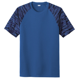 Sport-Tek ST376 Drift Camo Colorblock Tee - True Royal