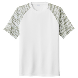 Sport-Tek ST376 Drift Camo Colorblock Tee - White