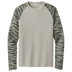 Sport-Tek ST376LS Drift Camo Colorblock Long Sleeve Tee - Silver