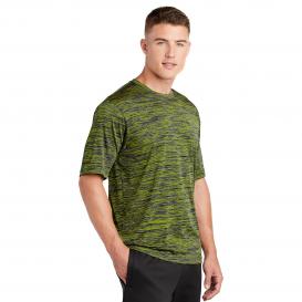 Sport-Tek ST390 PosiCharge Electric Heather Tee - Lime Shock/True Navy Electric