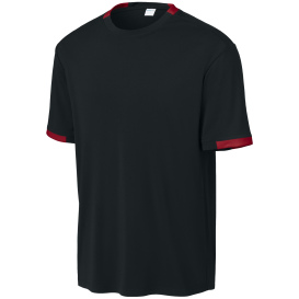 Sport-Tek ST440 Club Short Sleeve Crew - Black/Deep Red