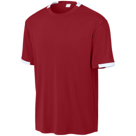 Sport-Tek ST440 Club Short Sleeve Crew - Deep Red/White
