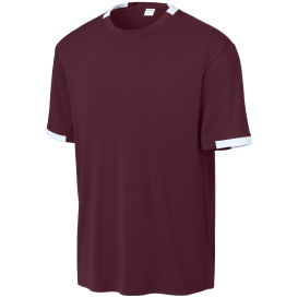 Sport-Tek ST440 Club Short Sleeve Crew - Maroon/White