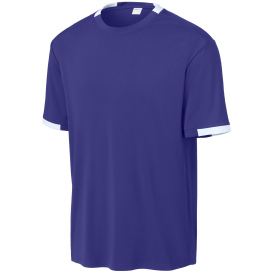 Sport-Tek ST440 Club Short Sleeve Crew - Purple/White