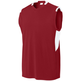 Sport-Tek ST441 Club Sleeveless V-Neck - Deep Red/White