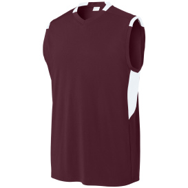 Sport-Tek ST441 Club Sleeveless V-Neck - Maroon/White