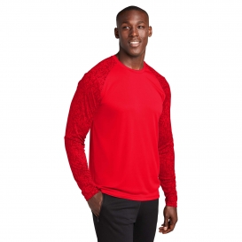 Sport-Tek ST460LS Long Sleeve Digi Camo Tee - True Red