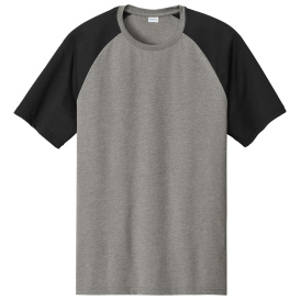 Sport-Tek ST6040 Halftime Raglan Tee - Black/Vintage Heather