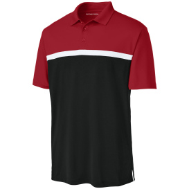 Sport-Tek ST741 UV Micropique Colorblock Polo - Deep Red/Black/White