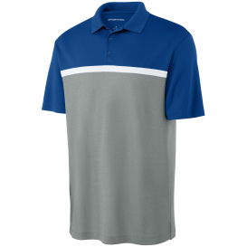 Sport-Tek ST741 UV Micropique Colorblock Polo - True Royal/Gray Concrete Heather/White