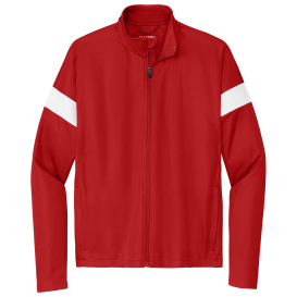 Sport-Tek ST800 Travel Full-Zip Jacket - Deep Red/White
