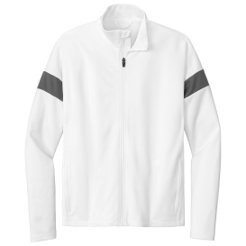 Sport-Tek ST800 Travel Full-Zip Jacket - White/Iron Grey
