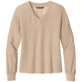 TravisMathew TM1LD009 Ladies Long Weekend V-Neck - Natural Heather