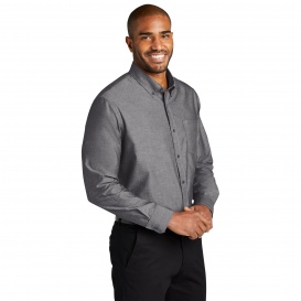 Port Authority W382 Long Sleeve Chambray Easy Care Shirt - Deep Black