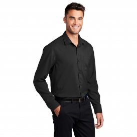 Port Authority W401 Long Sleeve Performance Staff Shirt - Black | Full ...