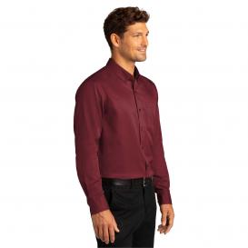 Port Authority W808 Long Sleeve SuperPro React Twill Shirt - Burgundy