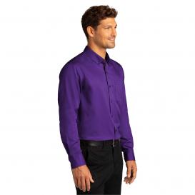 Port Authority W808 Long Sleeve SuperPro React Twill Shirt - Purple