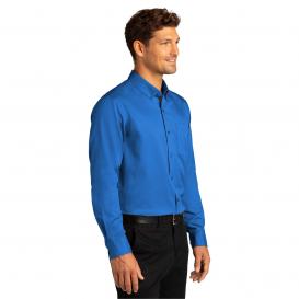 Port Authority W808 Long Sleeve SuperPro React Twill Shirt - Strong Blue