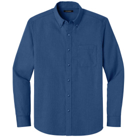 Port Authority W816 Long Sleeve Nailhead Easy Care Shirt - Mediterranean Blue