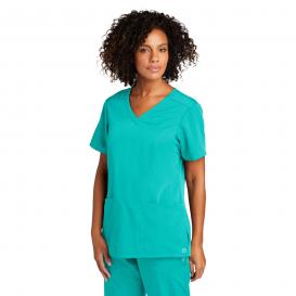 Wink WW4168 Women\'s WorkFlex Mock Wrap Scrub Top - Teal