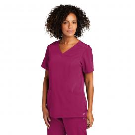 Wink WW4168 Women\'s WorkFlex Mock Wrap Scrub Top - Wine