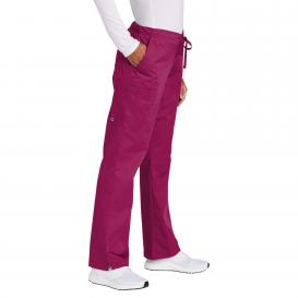 Wink WW4750T Women\'s Tall WorkFlex Flare Leg Cargo Pocket Scrub Pants - Wine